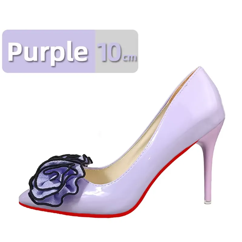 12cm Stiletto Heels Women Pumps Rose Flowers Appliques Shoes
