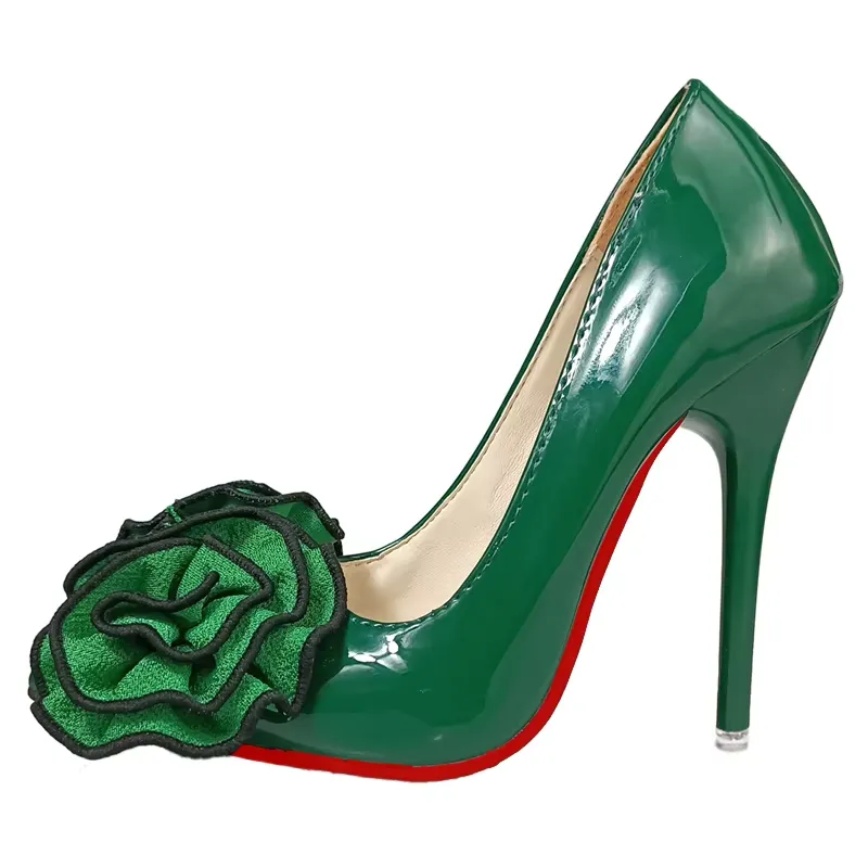 12cm Stiletto Heels Women Pumps Rose Flowers Appliques Shoes