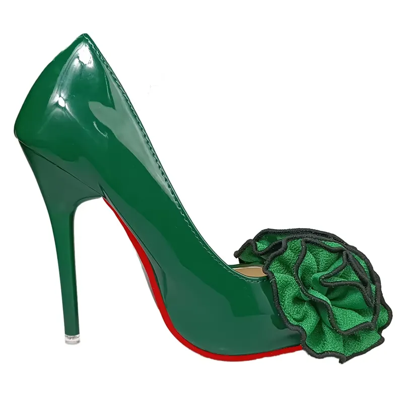 12cm Stiletto Heels Women Pumps Rose Flowers Appliques Shoes