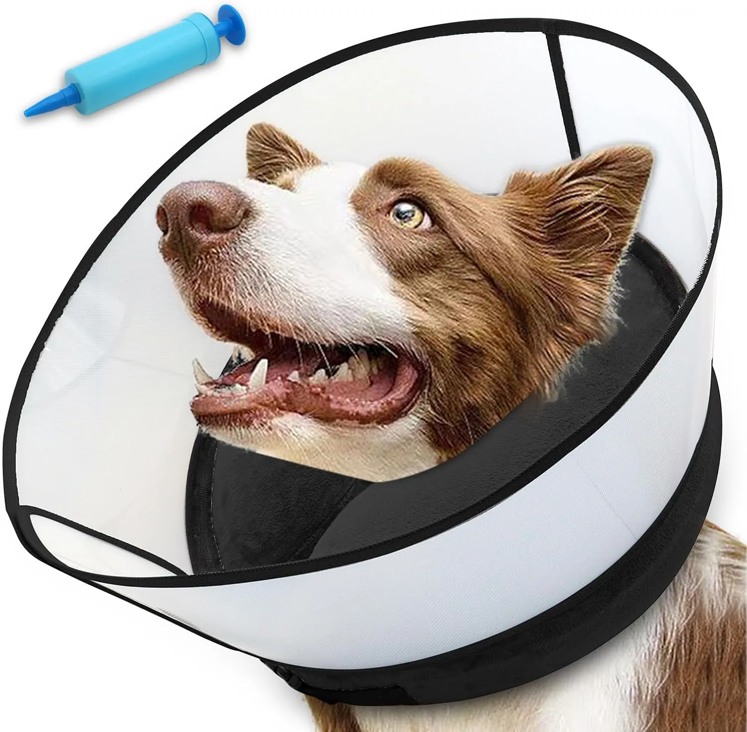2-in-1 Inflatable Dog Cone Collar with Detachable Anti-Licking Shield, Soft Adjustable Elizabethan Collar for Dogs After Surgery (XL, Black)