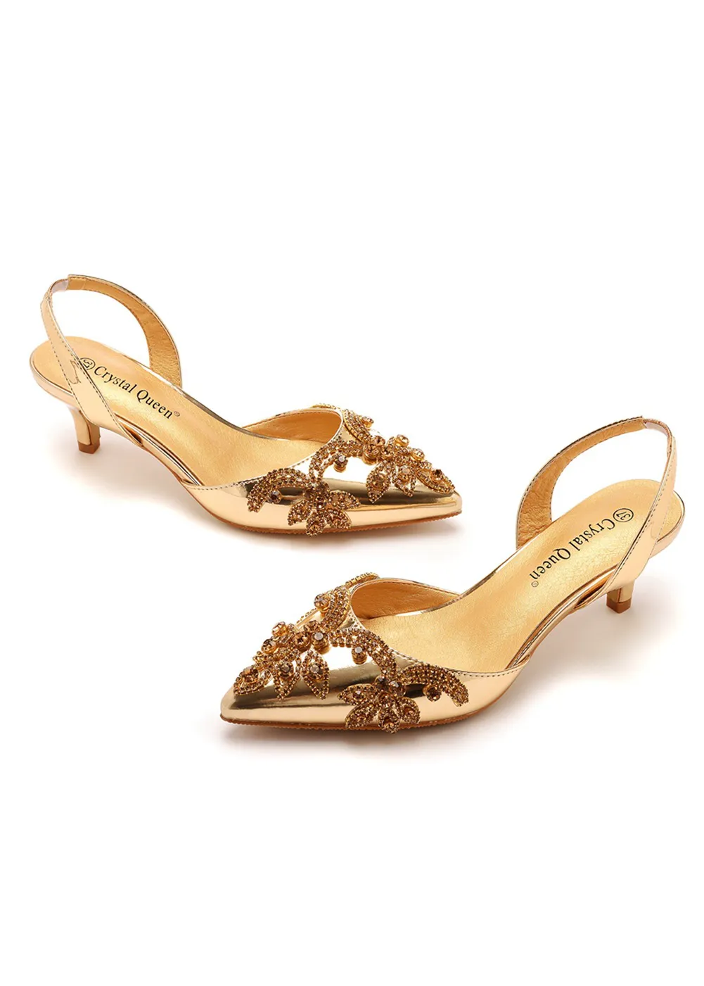 5 cm Thin-heeled Beading Pointed Sandals