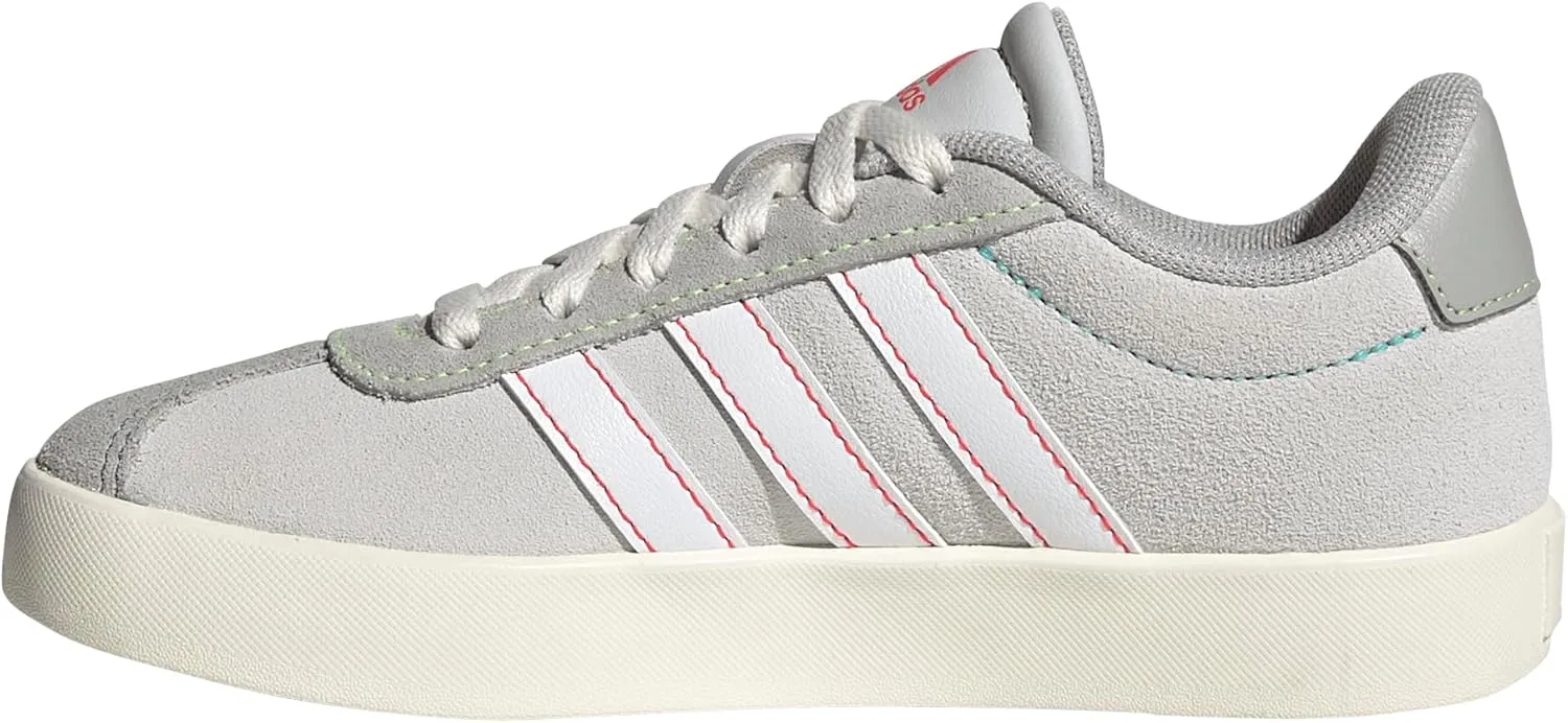 adidas VL Court 3.0 Sneaker, Dash Grey/White/Lime Burst, 6.5 US Unisex Big Kid