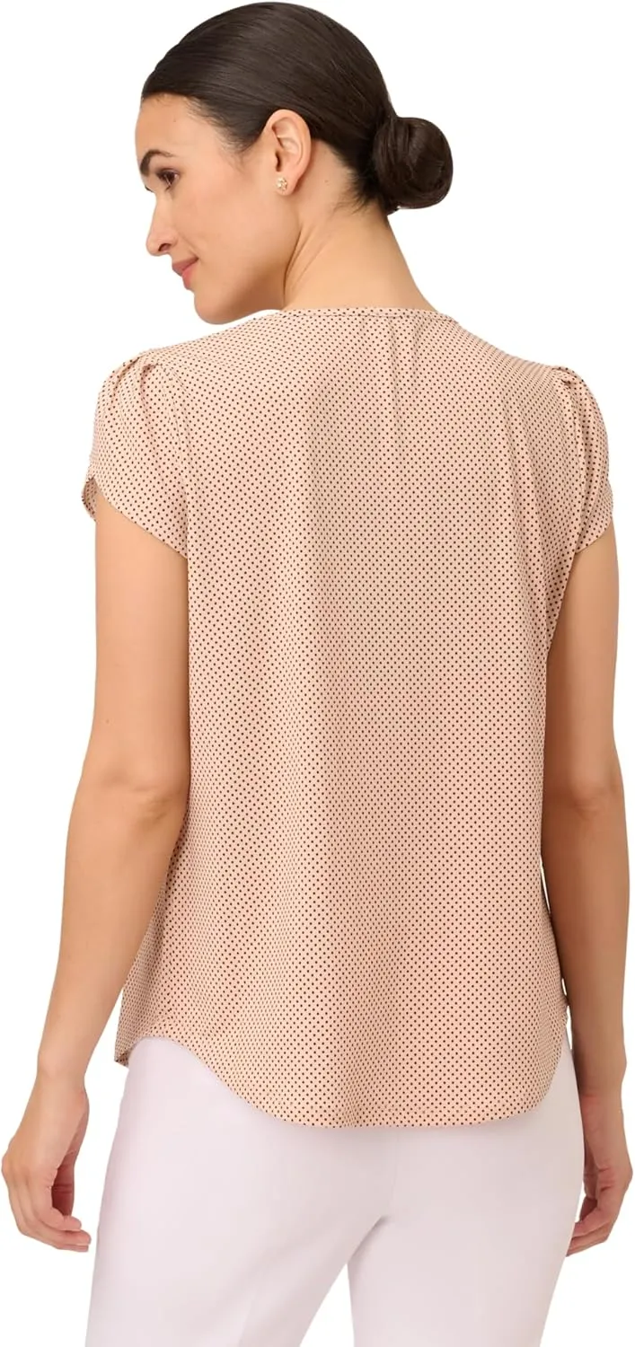 Adrianna Papell Women's Printed Petal Sleeve Knit Top
