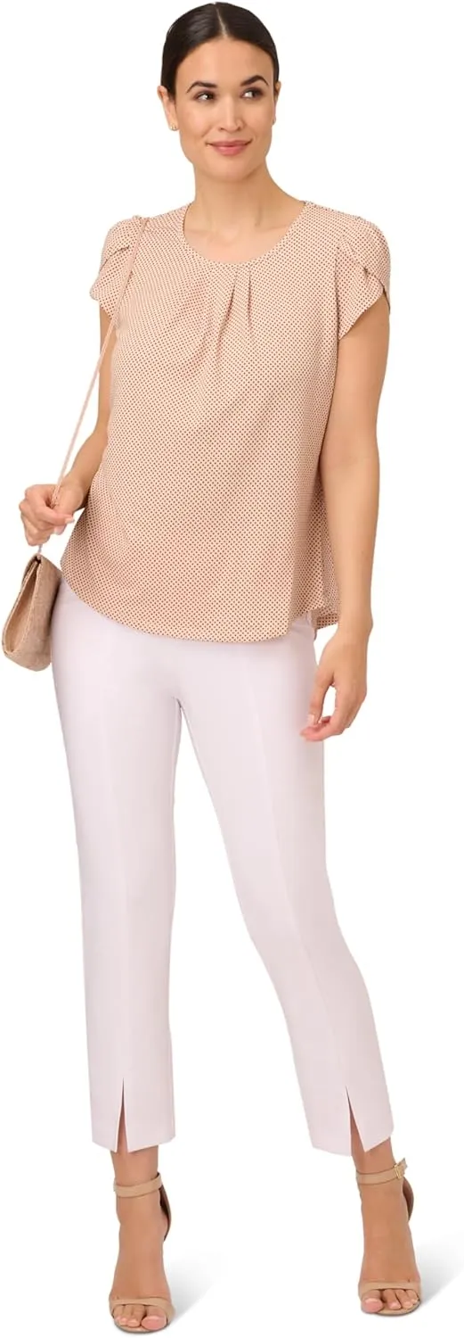 Adrianna Papell Women's Printed Petal Sleeve Knit Top