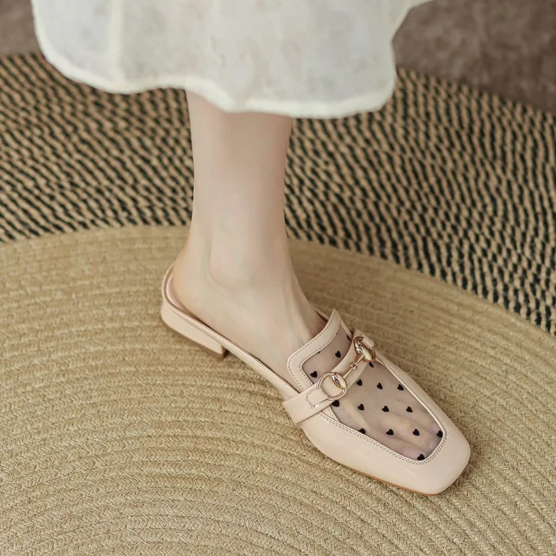Annette Heart Mesh Top Mules - 2 Colors