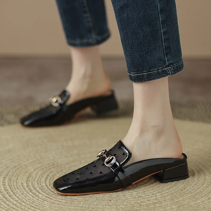 Annette Heart Mesh Top Mules - 2 Colors