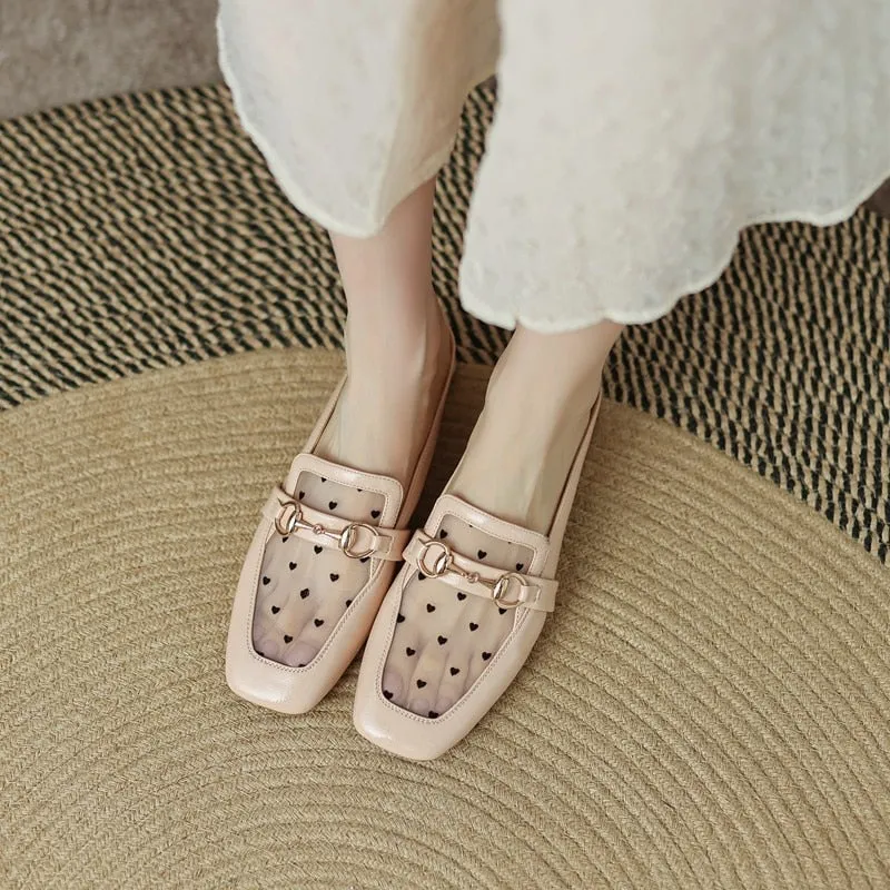 Annette Heart Mesh Top Mules - 2 Colors