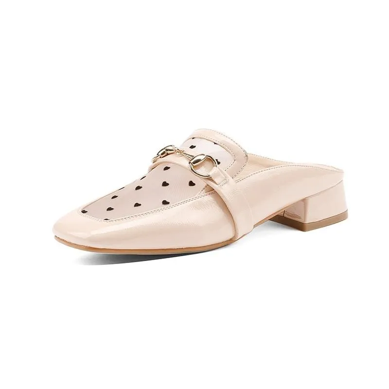 Annette Heart Mesh Top Mules - 2 Colors