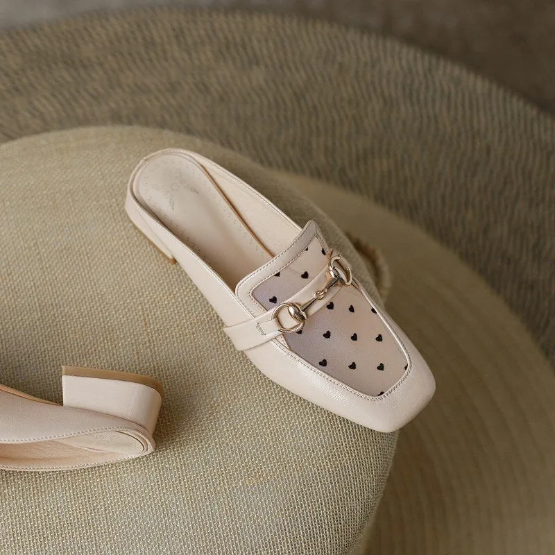 Annette Heart Mesh Top Mules - 2 Colors