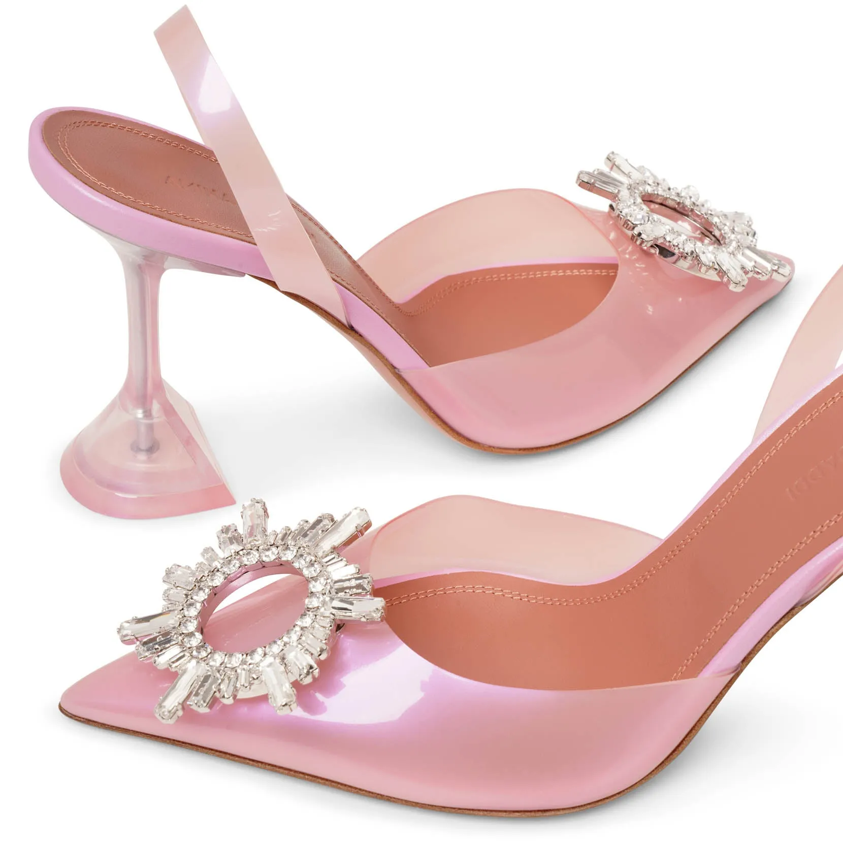 Begum sling crystal embellished pink pvc pumps