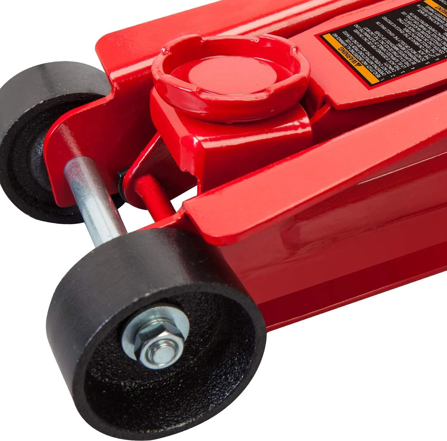 BIG RED T825051-1 Torin Hydraulic Low Profile Trolley Floor Jack with Single Piston Quick Lift Pump, 2.5 Ton (5,000 lb) Capacity - Red