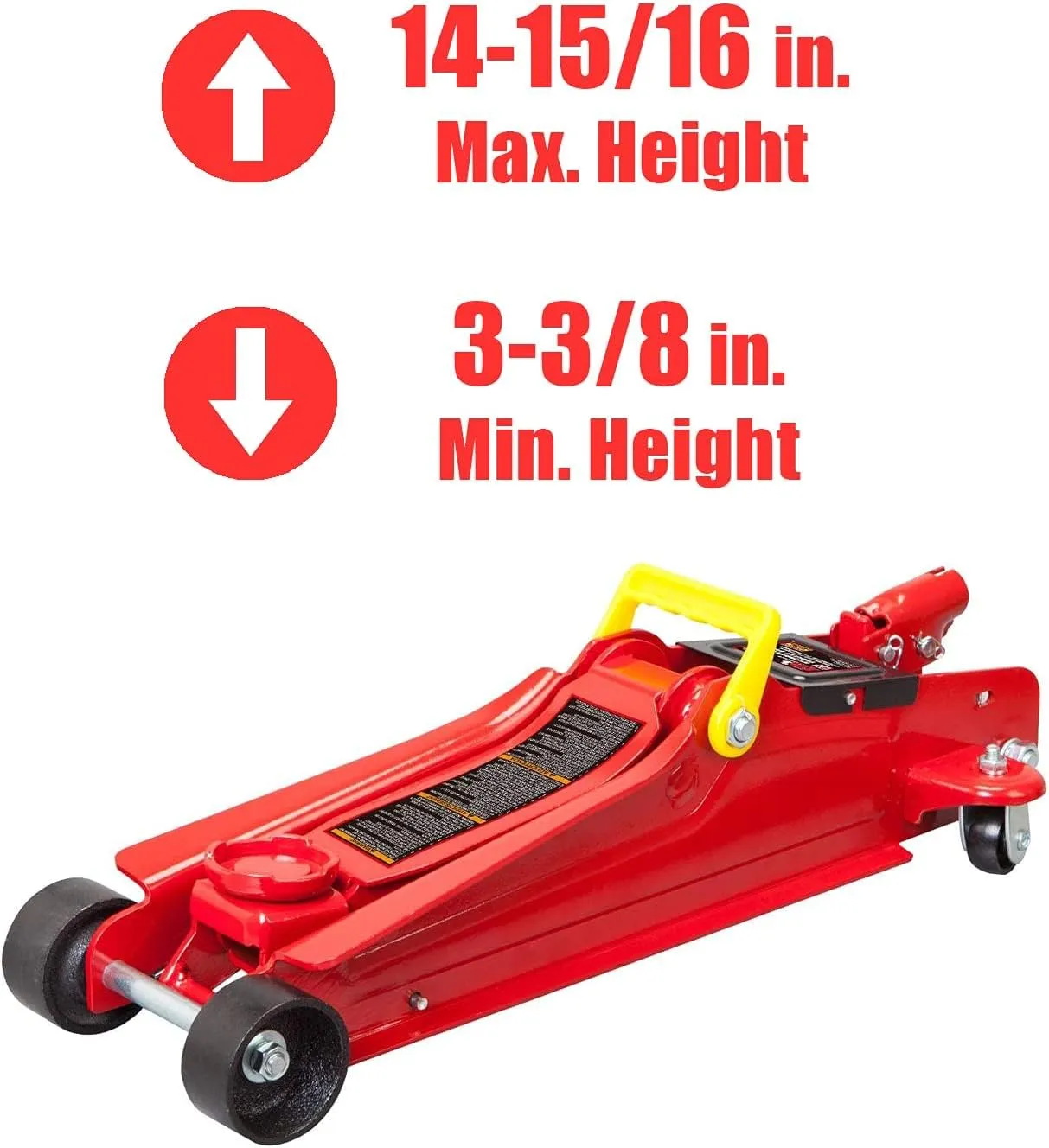BIG RED T825051-1 Torin Hydraulic Low Profile Trolley Floor Jack with Single Piston Quick Lift Pump, 2.5 Ton (5,000 lb) Capacity - Red