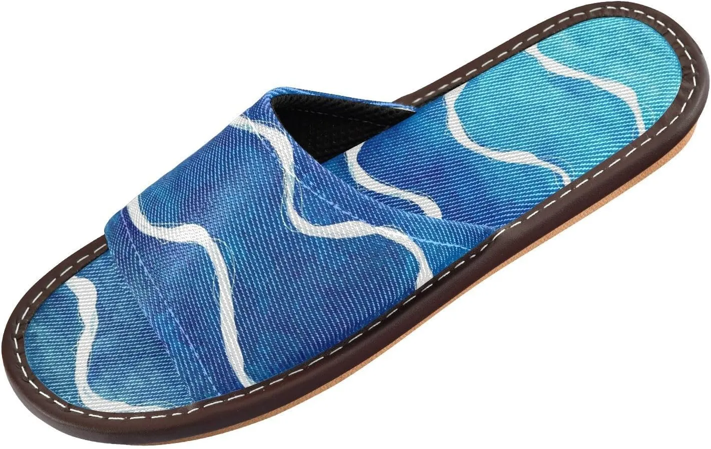 Blue Wave Stripes Bathroom Sandal Indoor Outdoor Summer Non-Slip Home Beach Non Slip Sandals for