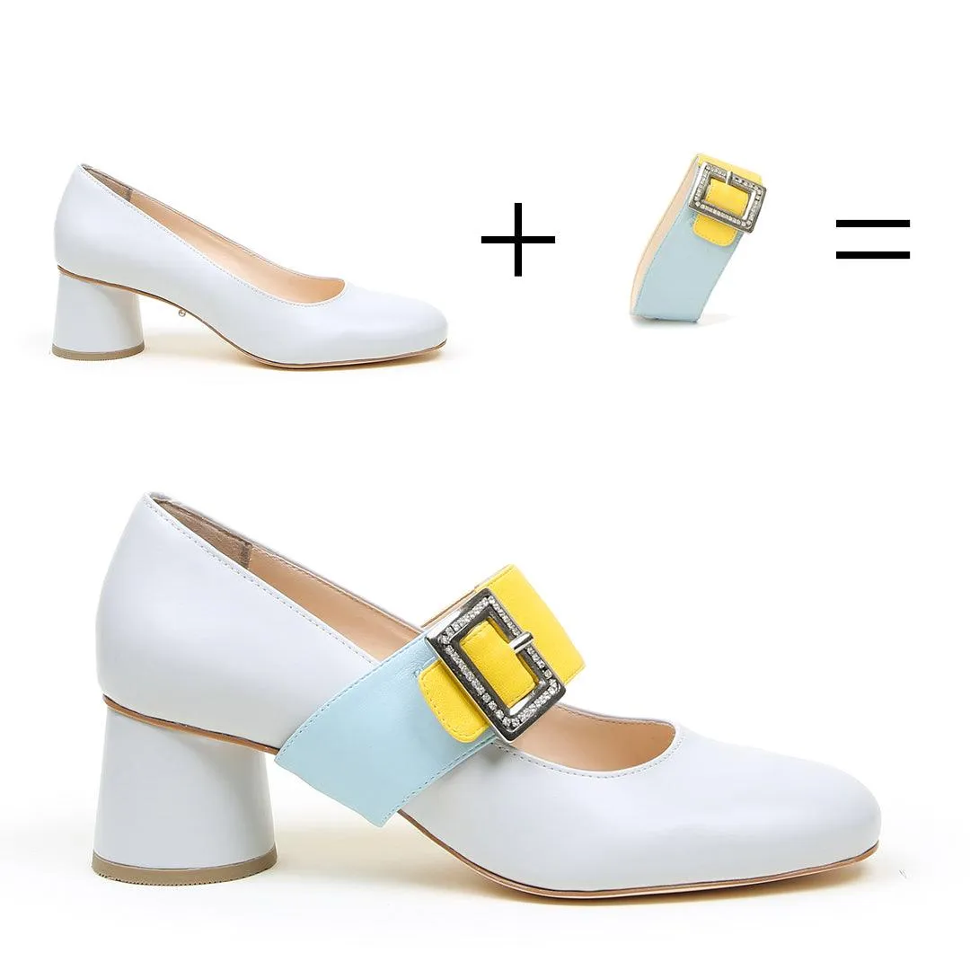 Cloud Grey Ballet Pump   Agate Blue Grace Strap