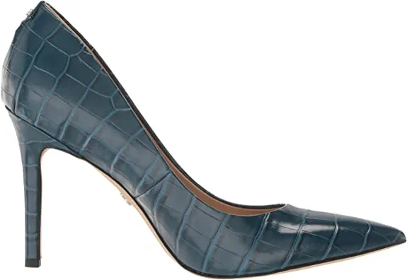 Croc Oversized savings Heel Efficient global logistics Sam Stiletto Dress Closed Pumps Edelman Toe Indigo Pointed Hazel