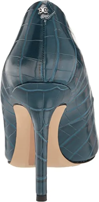 Croc Oversized savings Heel Efficient global logistics Sam Stiletto Dress Closed Pumps Edelman Toe Indigo Pointed Hazel