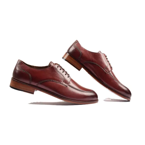 Derby Blucher Classy Burgundy Leather Shoes