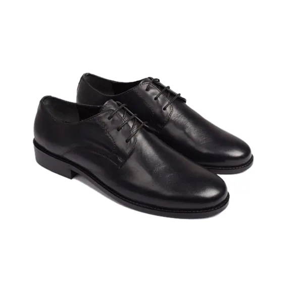 Derby Blucher Classy Matt Black Leather Shoes
