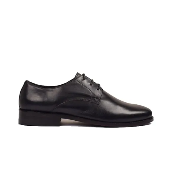 Derby Blucher Classy Matt Black Leather Shoes