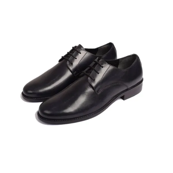 Derby Blucher Classy Matt Black Leather Shoes