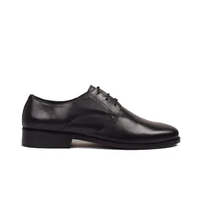 Derby Blucher Classy Matt Black Leather Shoes