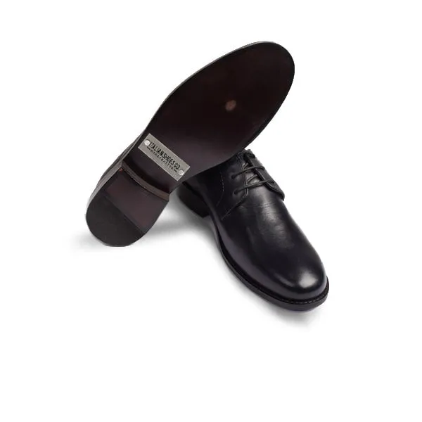 Derby Blucher Classy Matt Black Leather Shoes