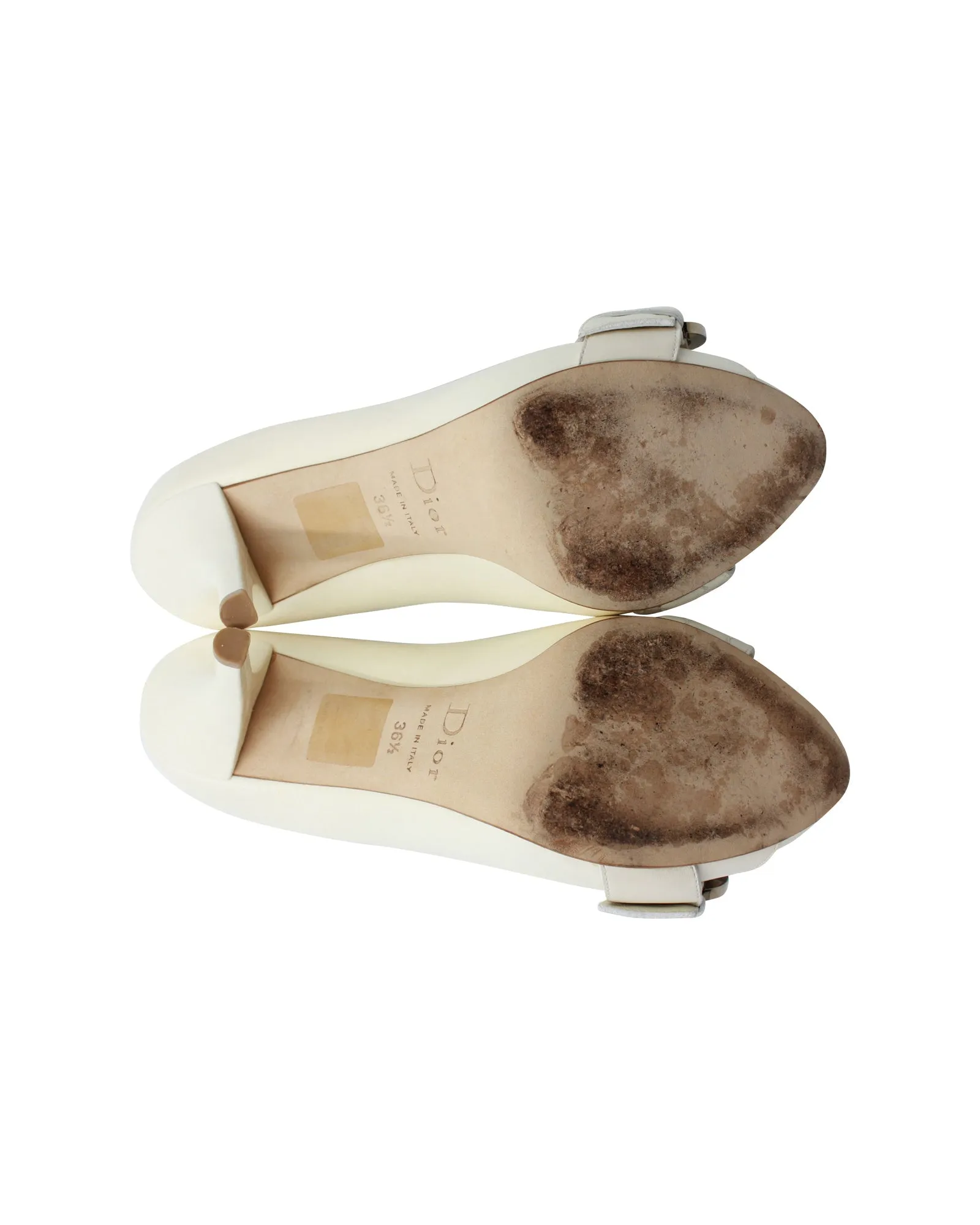 Dior Amazone Peep-Toe Pumps in Cream Leather