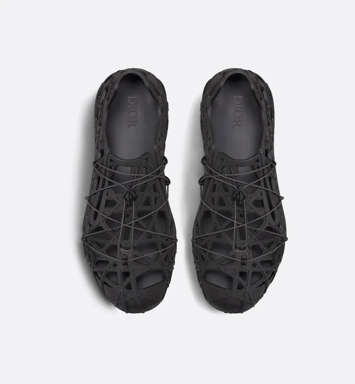 Dior Warp Sandal • Black Cosmo Rubber with Warped Cannage Motif