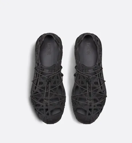 Dior Warp Sandal • Black Cosmo Rubber with Warped Cannage Motif