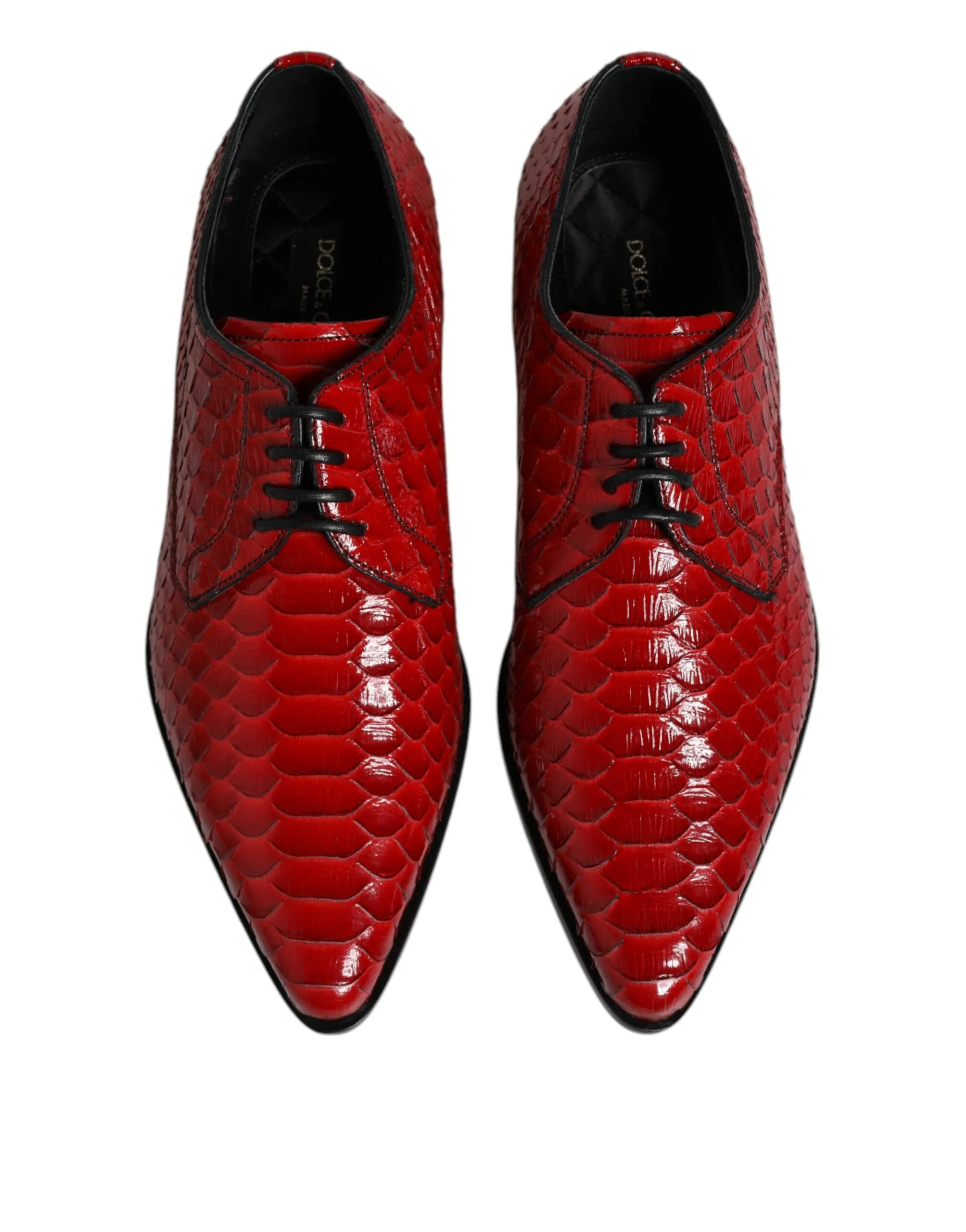 Dolce Seamless delivery Expansive variety Shoes Dress Gabbana Up & Leather Red Derby Exotic Lace