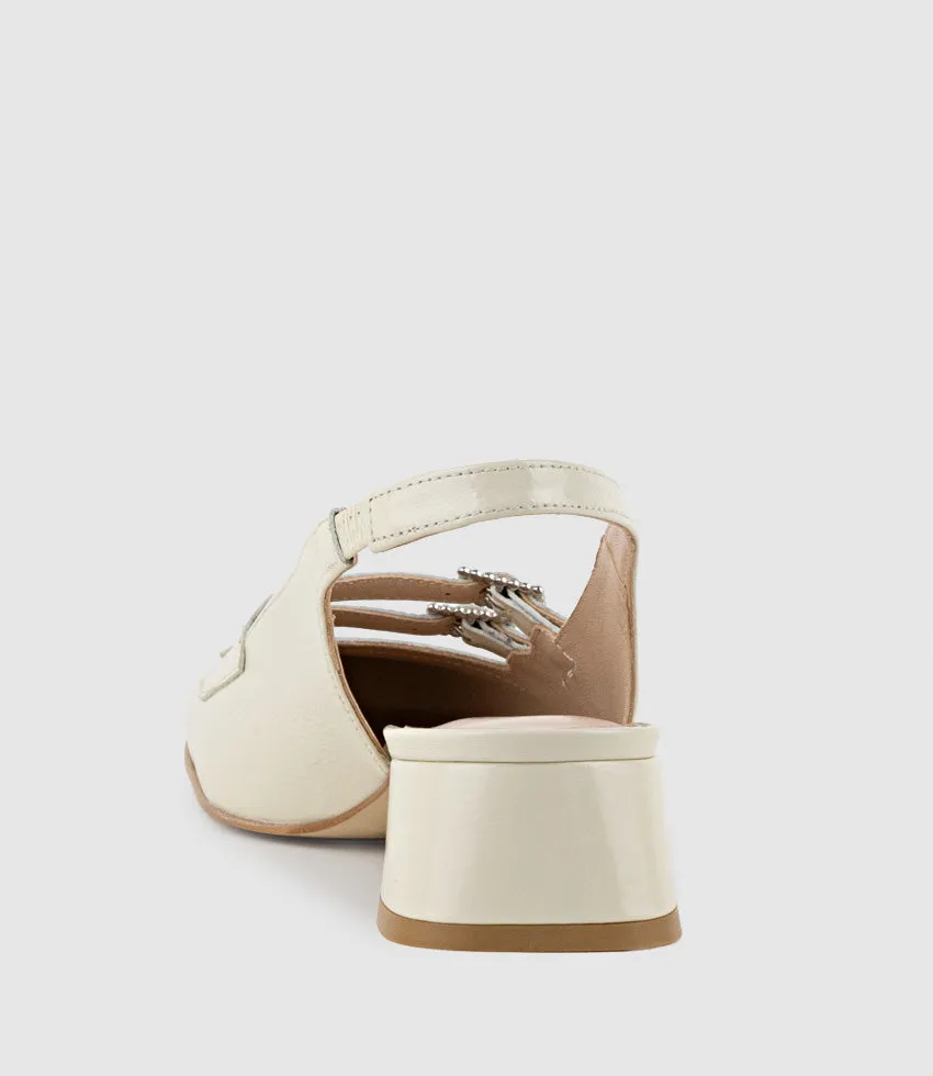 DORIT35 Squond Slingback Pump in Offwhite Crinkle