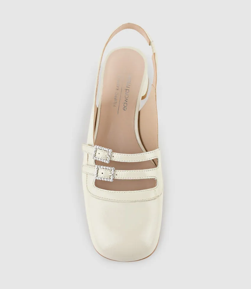DORIT35 Squond Slingback Pump in Offwhite Crinkle