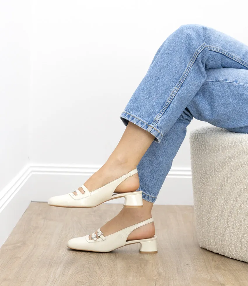 DORIT35 Squond Slingback Pump in Offwhite Crinkle