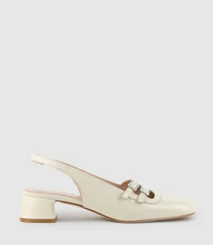 DORIT35 Squond Slingback Pump in Offwhite Crinkle