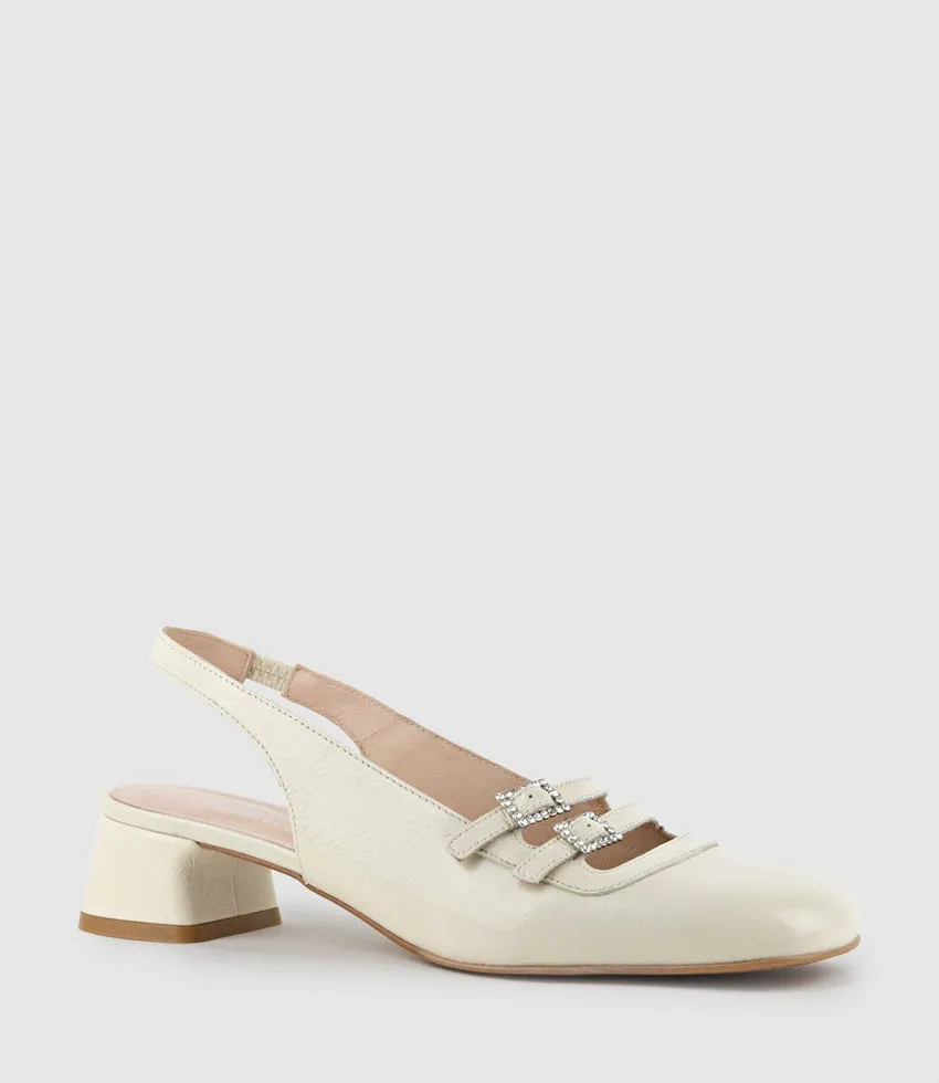 DORIT35 Squond Slingback Pump in Offwhite Crinkle