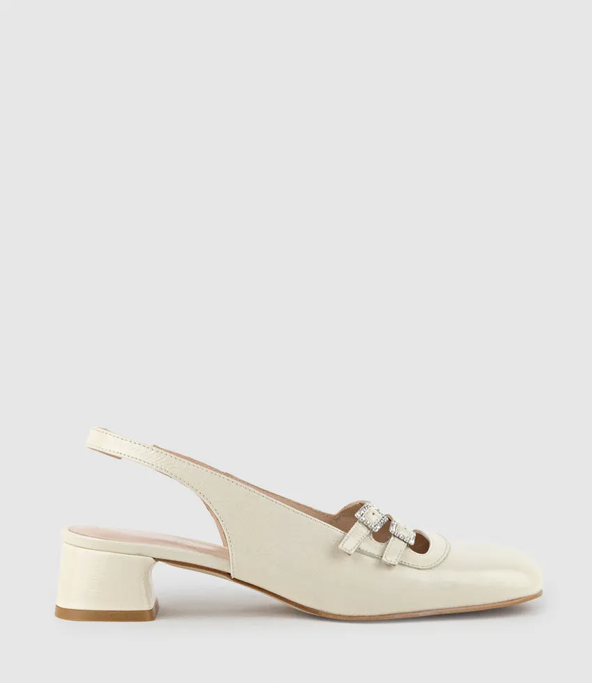 DORIT35 Squond Slingback Pump in Offwhite Crinkle