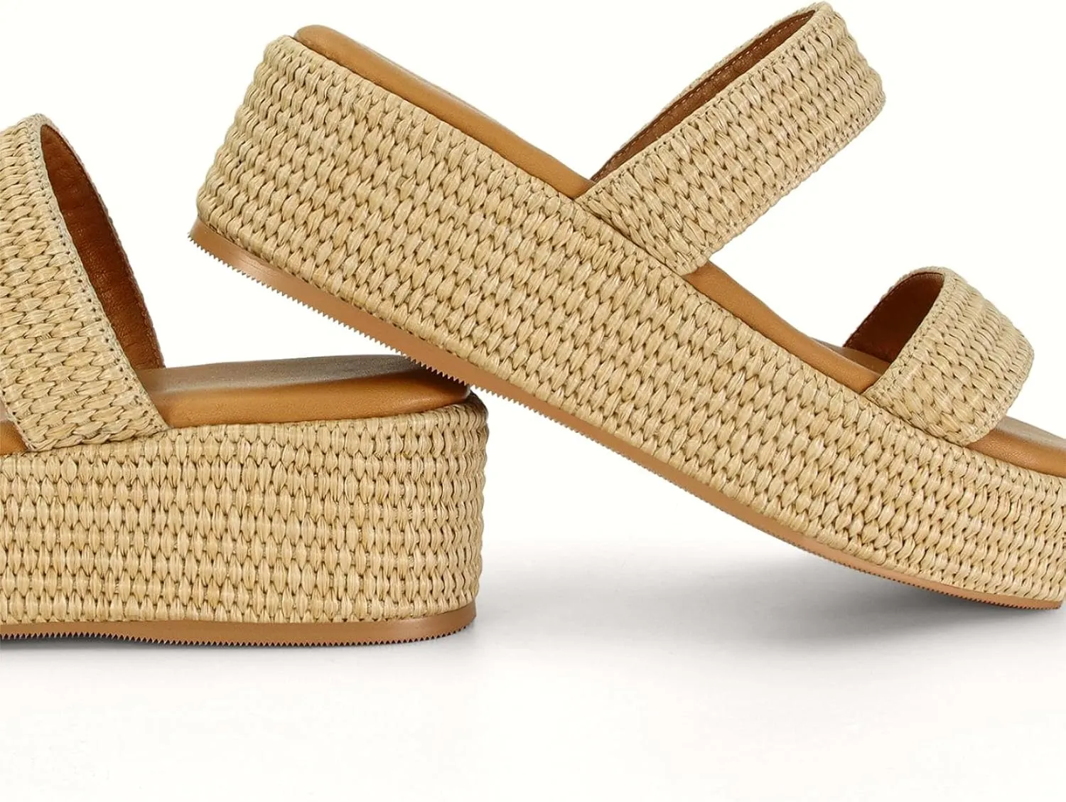Dsevht Platform Sandals Women Cute Wedge Espadrilles Slip on Summer Beach Raffia Vacation Sandal Comfortable Open Toe Dressy Shoes