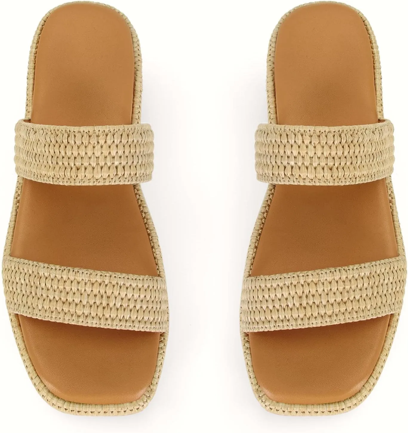 Dsevht Platform Sandals Women Cute Wedge Espadrilles Slip on Summer Beach Raffia Vacation Sandal Comfortable Open Toe Dressy Shoes
