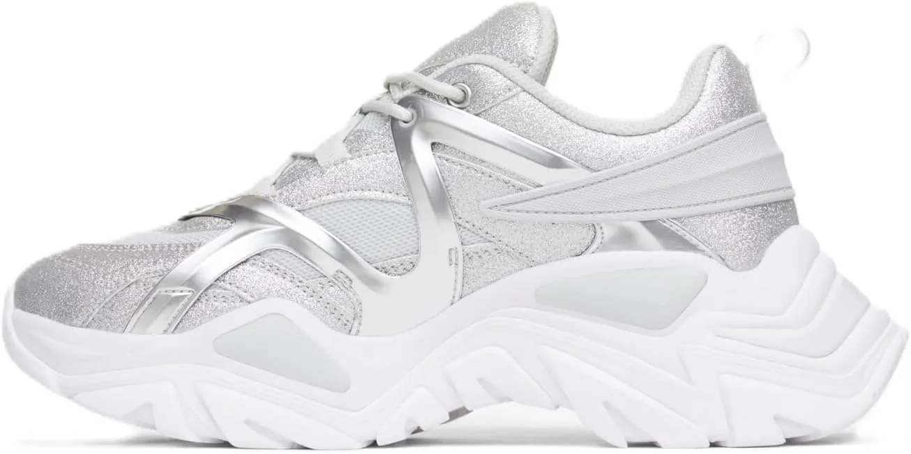 Fila Women's Electrove 3 Twinkle Shoes, Metallic Silver/Glacier Gray/White - 6