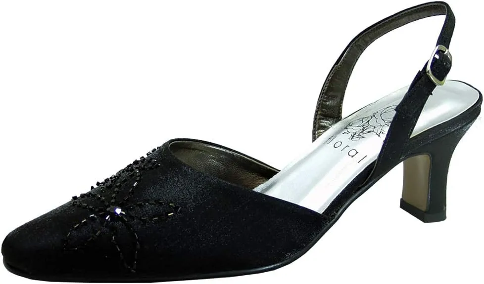 Floral Alma Women's Wide Width Open Shank Dress Slingback Shoes