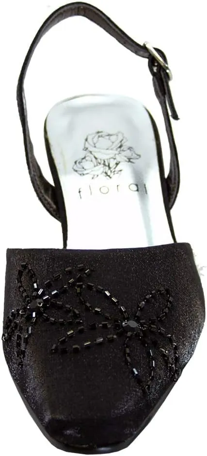 Floral Alma Women's Wide Width Open Shank Dress Slingback Shoes