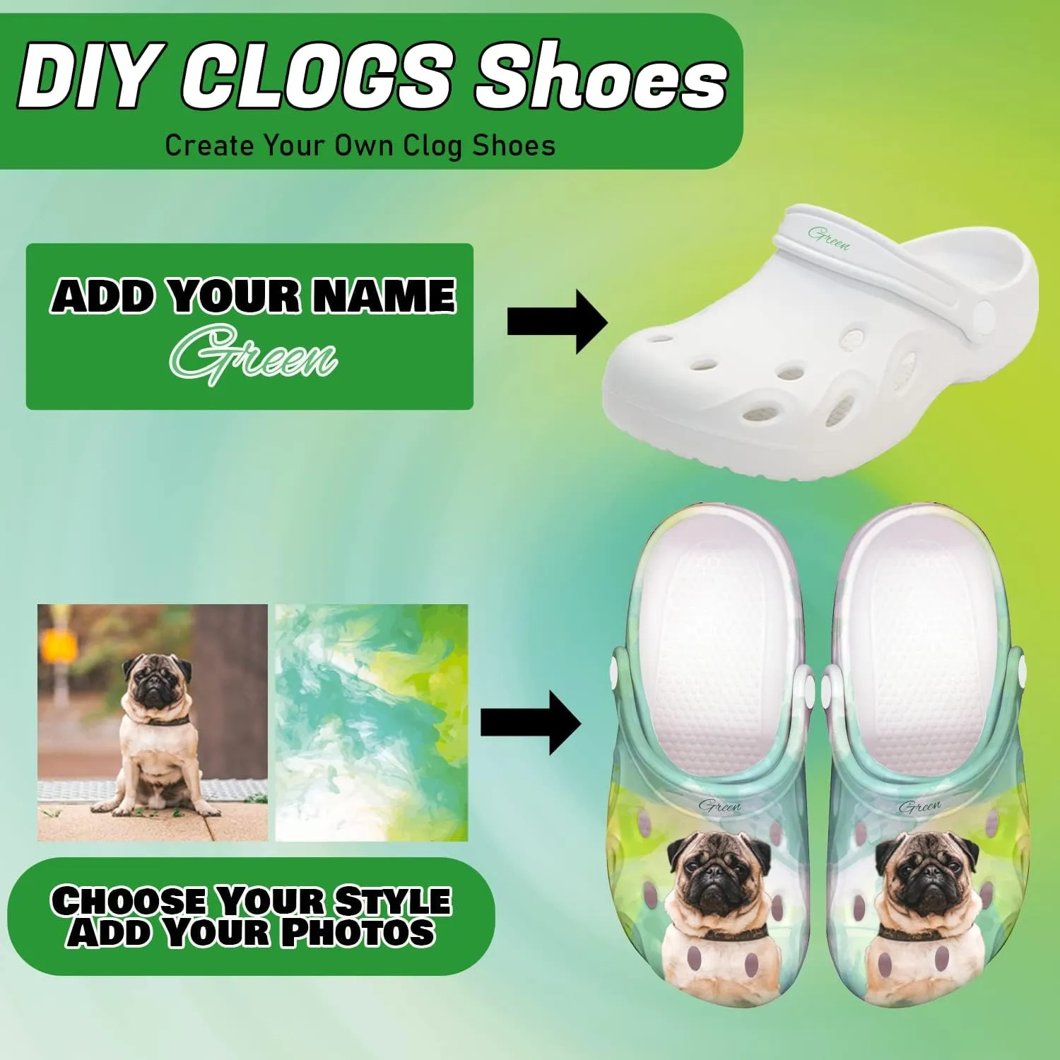 FolHaoth Personalized Photo and Text Womens Mens Clogs Custom Pet Face Name Summer Slippers Garden Shoes Cat Dog Face Custom Funny Clog Gifts for Friends, Lover, Oneself
