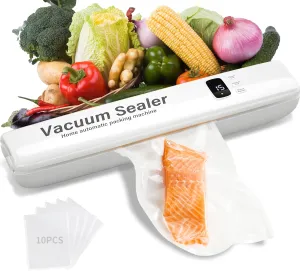Food Vacuum Sealer 20 Vacuum Sealer Bags, Automatic Food Vacuum Sealer, Digital Display and Independent Sealing Function