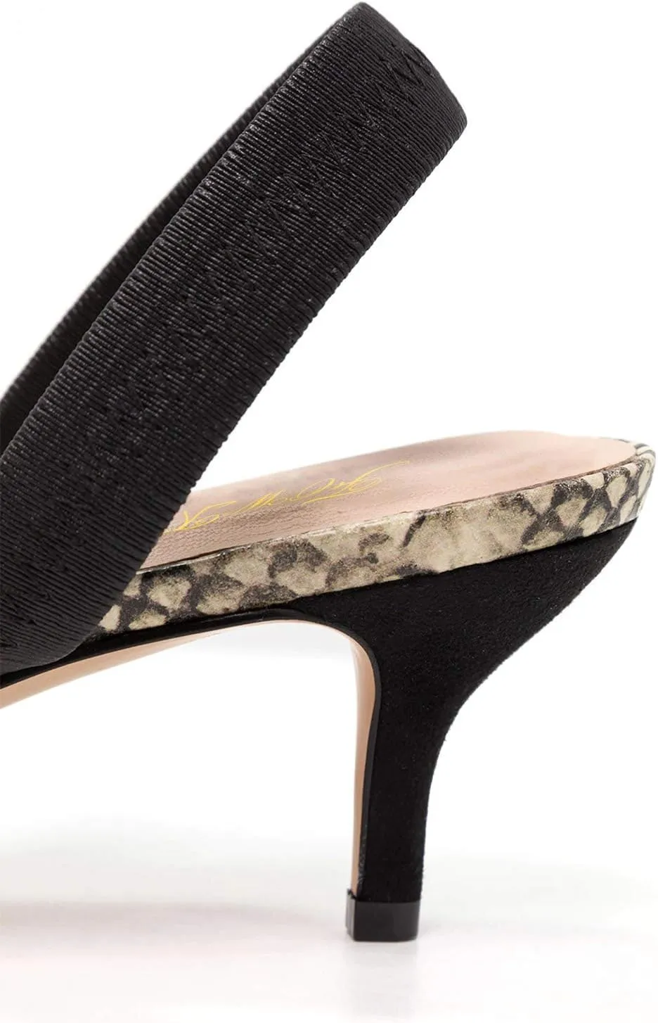 FOWT Women’s Cap Toe Kitten Heels Pumps Snakeskin D'Orsay Slingback Sandals Two Toned Strappy Pump Slip-ON Backless Suede Upper for Spring Summer Beach Outdoor Shoes Size 4-16 US