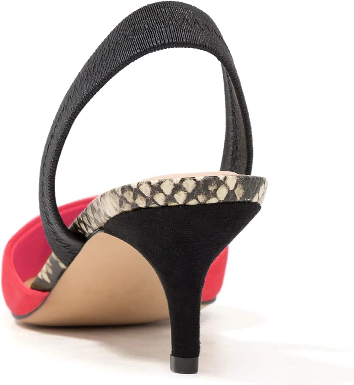 FOWT Women’s Cap Toe Kitten Heels Pumps Snakeskin D'Orsay Slingback Sandals Two Toned Strappy Pump Slip-ON Backless Suede Upper for Spring Summer Beach Outdoor Shoes Size 4-16 US