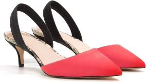 FOWT Women’s Cap Toe Kitten Heels Pumps Snakeskin D'Orsay Slingback Sandals Two Toned Strappy Pump Slip-ON Backless Suede Upper for Spring Summer Beach Outdoor Shoes Size 4-16 US
