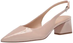 Franco Sarto Womens Racer Slingback Low Block Heel Pointed Toe Pump, Nude, 11 US