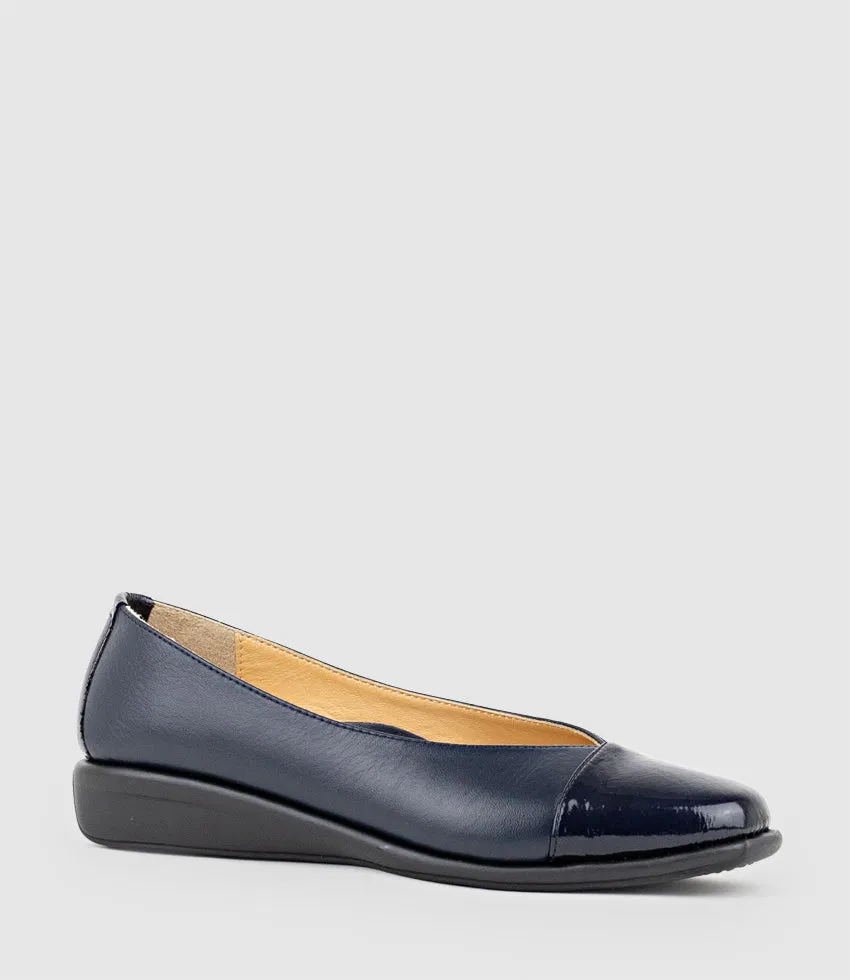 FRANKLY Cap Toe Comfort Ballet in Navy