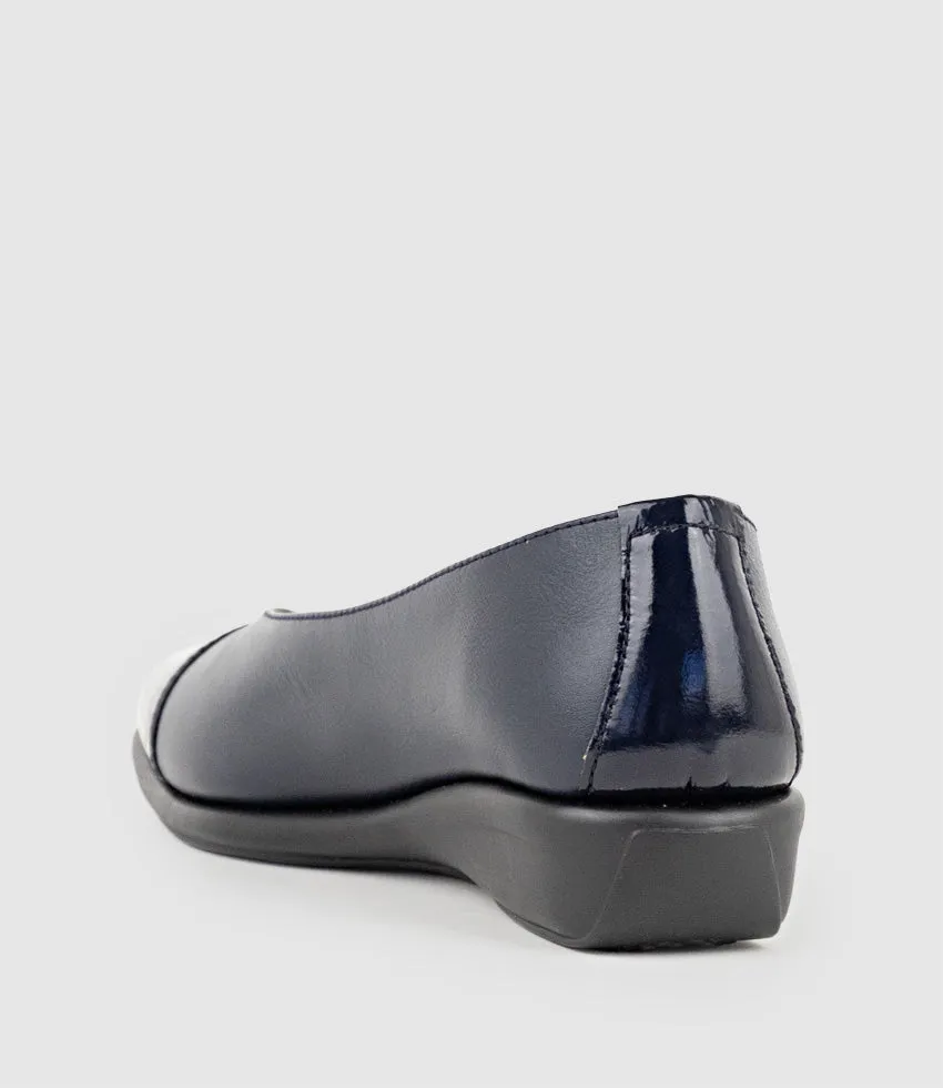 FRANKLY Cap Toe Comfort Ballet in Navy