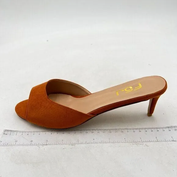 FSJ Women Comfort Low Kitten Heel Sandals Mules Peep Toe Slide Slip On Summer
